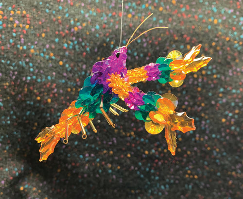 Mardi Gras Crawfish Beaded Ornament