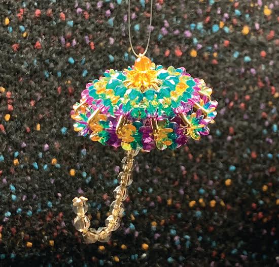 Mardi Gras Umbrella Beaded Ornament